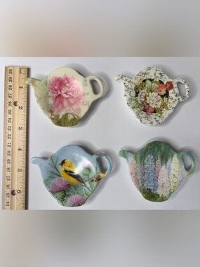 Vintage Melamine Tea Bag Holder Set of 4 Made in Italy EUC